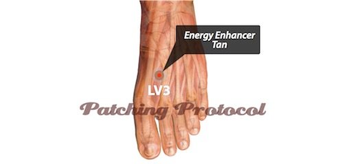 LifeWave Energy Enhancer Tan Patches on Liver 3 or LV3 Acupuncture Position