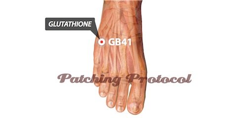 LifeWave Glutathione Patch on Gall Bladder 41 or GB41 Acupuncture Position