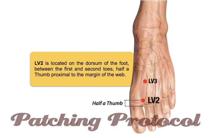 Lifewave Patches - Liver 2 or LV2 Acupoint Position
